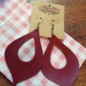 Red Plunder leather Earrings!! V-day date night!!